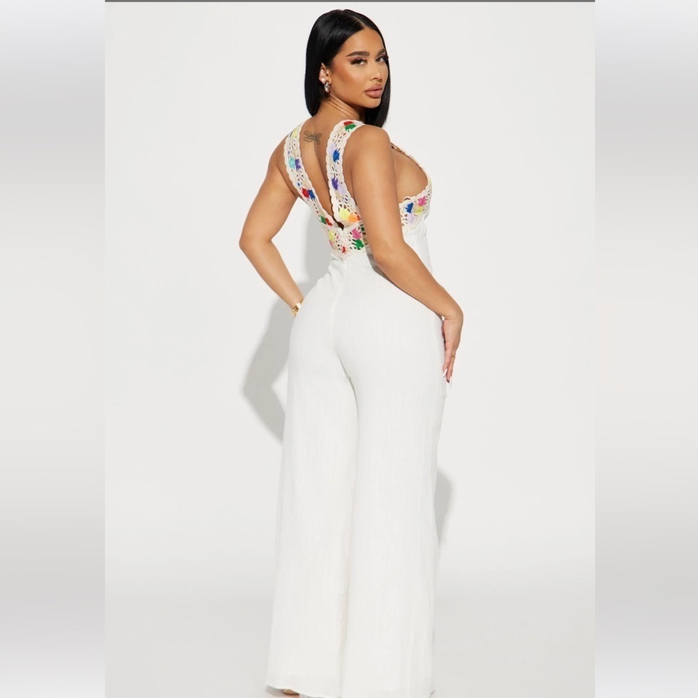 VICI- Crochet Halter Wide Leg Jumpsuit- S